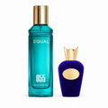 عطر EQUAL 055 بحجم ٢٠٠ مل بجانب زجاجة مرجعية دون شعار