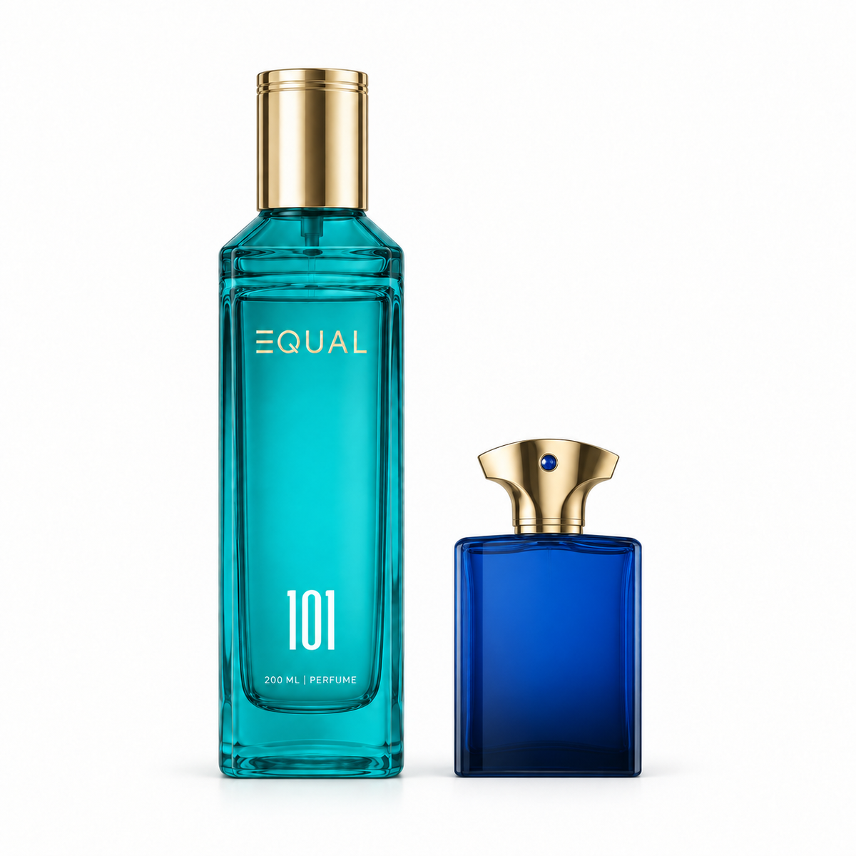 عطر EQUAL 101 بحجم ٢٠٠ مل بجانب زجاجة مرجعية دون شعار