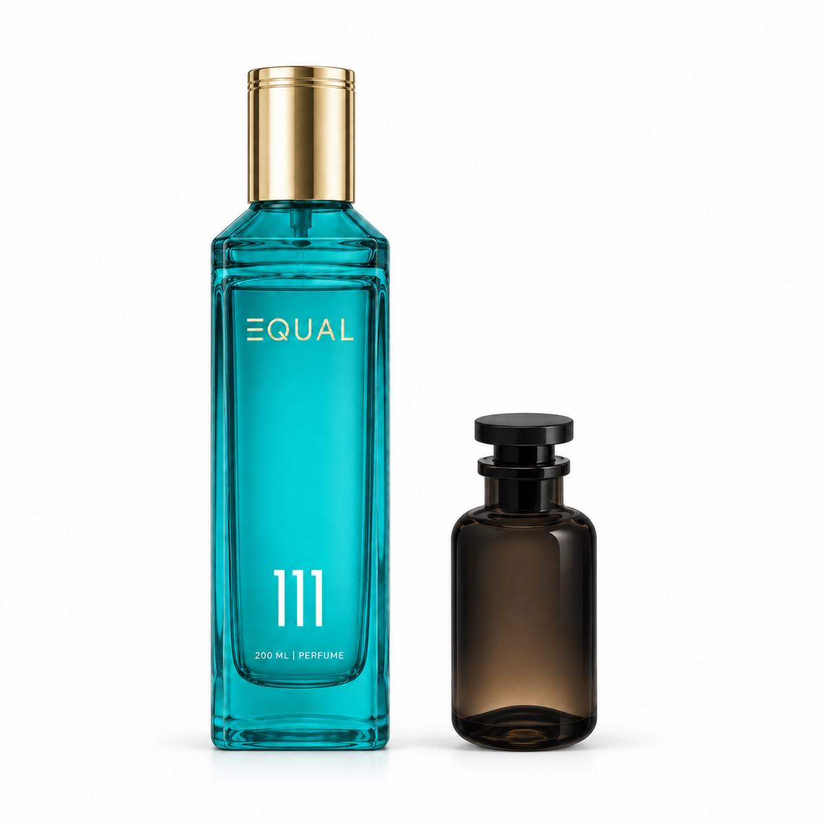 عطر EQUAL 111 بحجم ٢٠٠ مل بجانب زجاجة مرجعية دون شعار