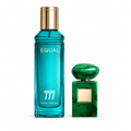 عطر EQUAL 777 بحجم ٢٠٠ مل بجانب زجاجة مرجعية دون شعار