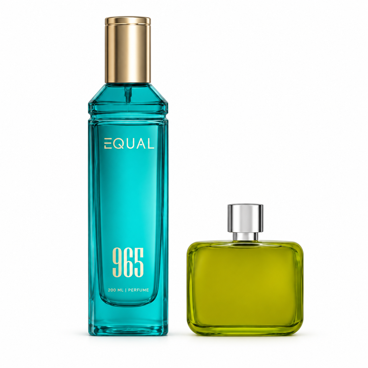 عطر EQUAL 965 بحجم ٢٠٠ مل بجانب زجاجة مرجعية دون شعار