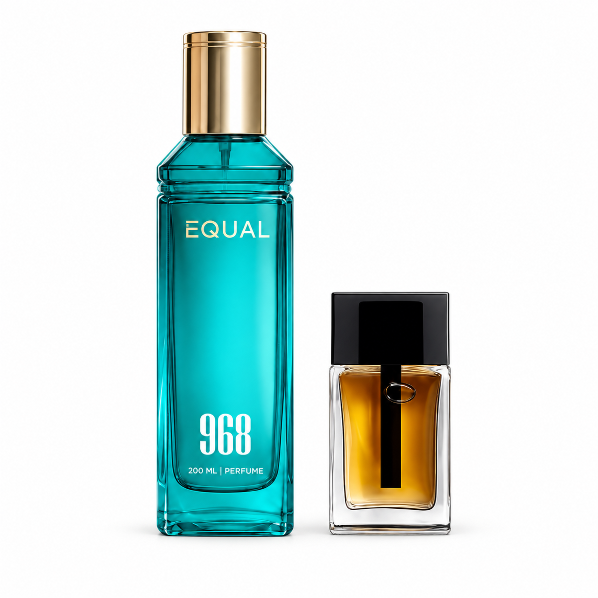 عطر EQUAL 968 بحجم ٢٠٠ مل بجانب زجاجة مرجعية دون شعار