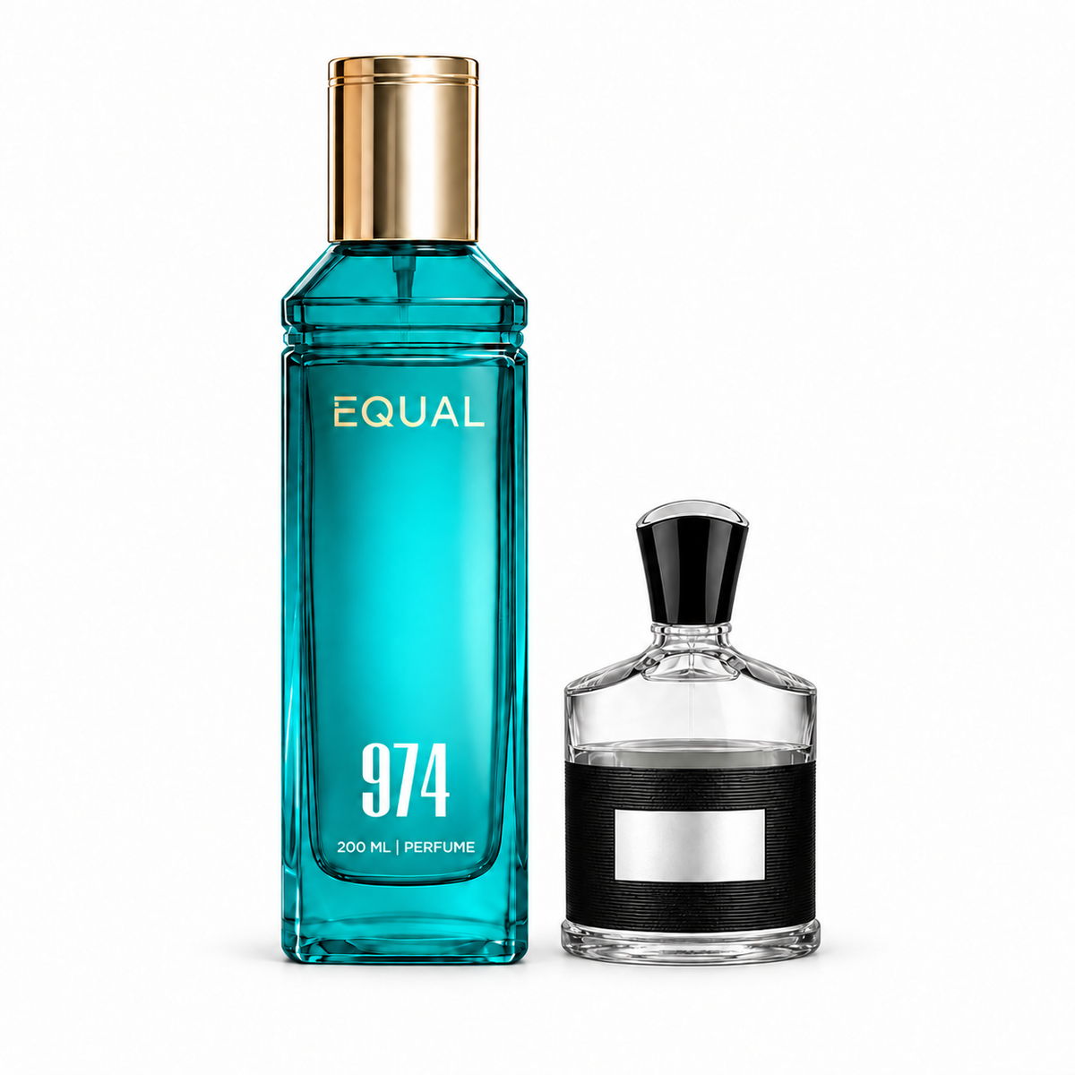 عطر EQUAL 974 بحجم ٢٠٠ مل بجانب زجاجة مرجعية دون شعار